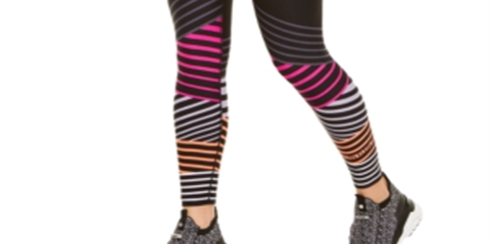 Calça legging feminina Calvin Klein Performance listrada cintura alta preta tamanho M