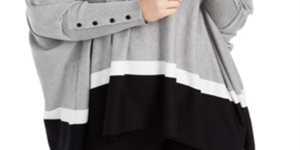 Poncho Alfani Plus Colorblock Feminino Cinza Tamanho 1X