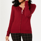 Cardigan feminino de manga comprida com botões frontais Charter Club, vermelho, tamanho XS