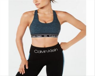 Sutiã esportivo Calvin Klein feminino com alças finas e decote em V, tamanho grande, verde
