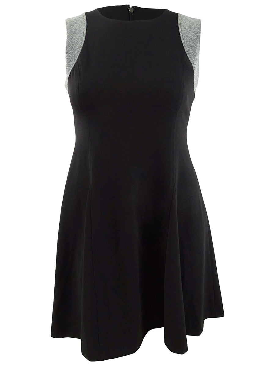 Vestido flare Tommy Hilfiger feminino, corte metálico fosco, preto, tamanho 12