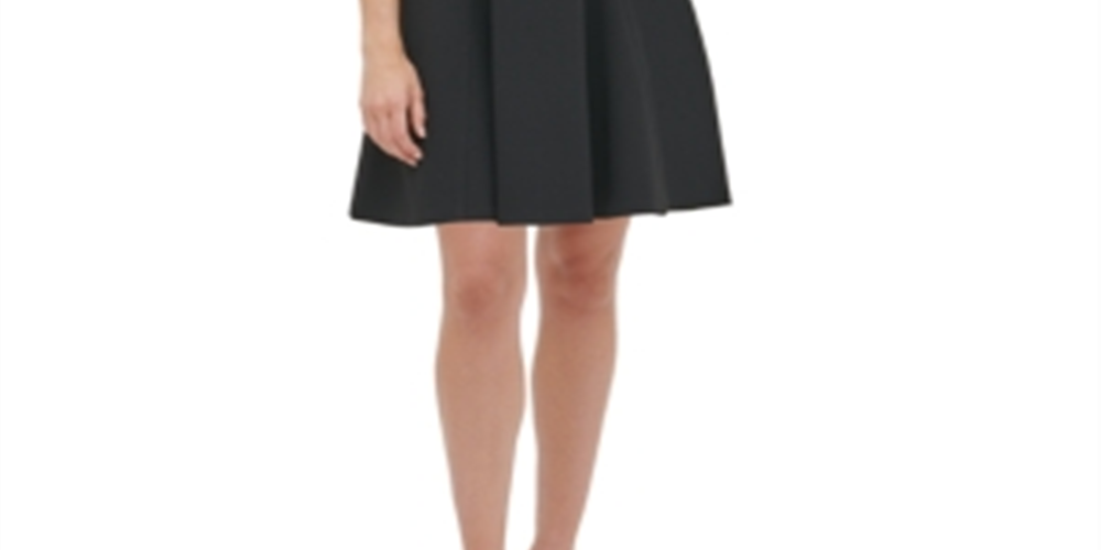 Vestido flare Tommy Hilfiger feminino, corte metálico fosco, preto, tamanho 12