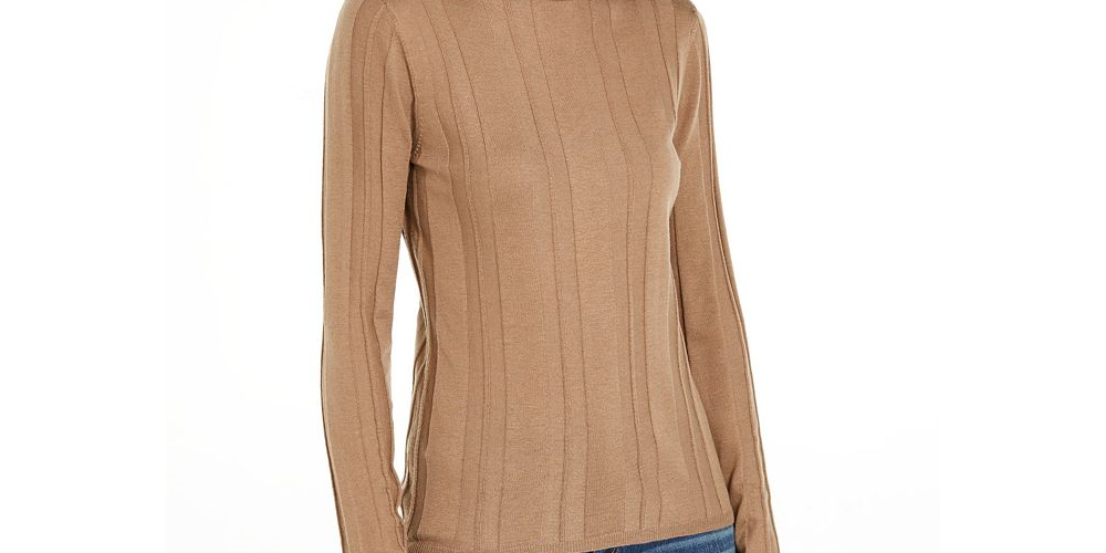 Suéter feminino de gola alta sólida INC International Concepts, novo, marrom, tamanho X-S