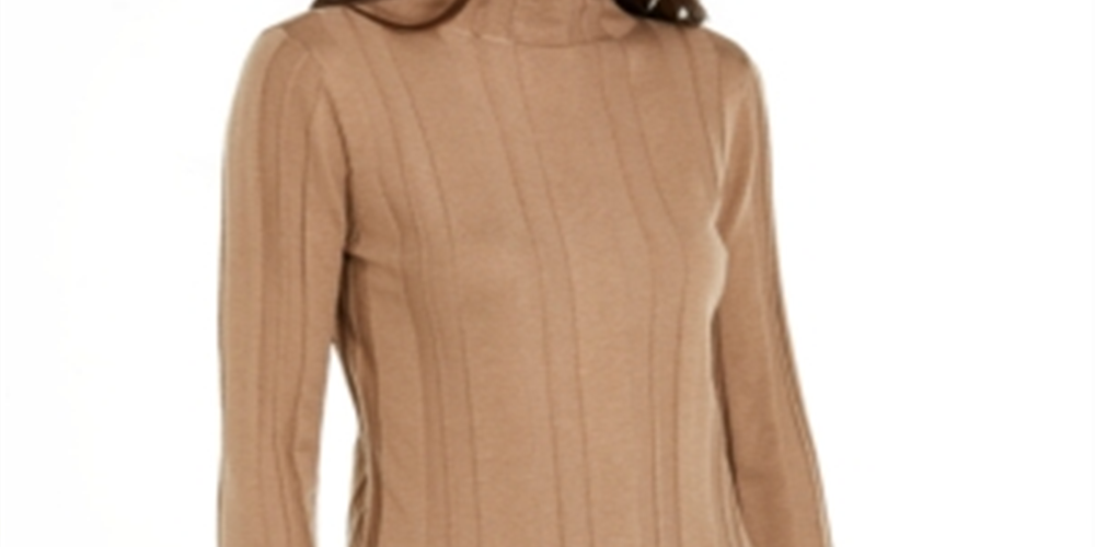 Suéter feminino de gola alta sólida INC International Concepts, novo, marrom, tamanho X-S