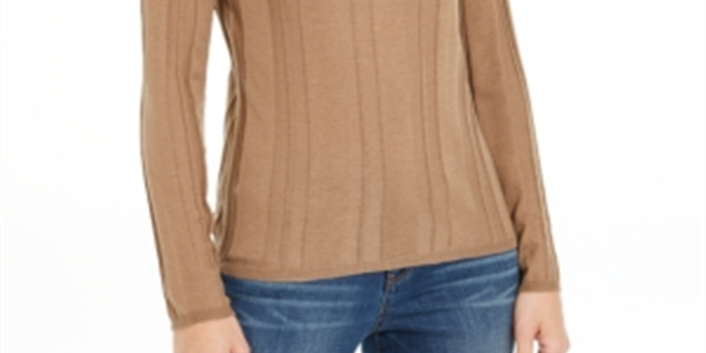 Suéter feminino de gola alta sólida INC International Concepts, novo, marrom, tamanho X-S