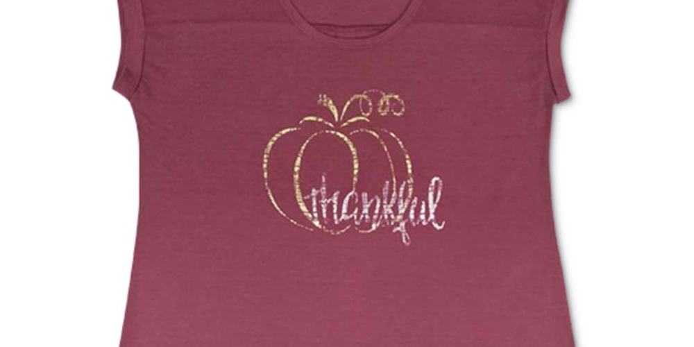 Camiseta feminina com estampa de agradecimento Style &amp; Co - vermelha, tamanho médio