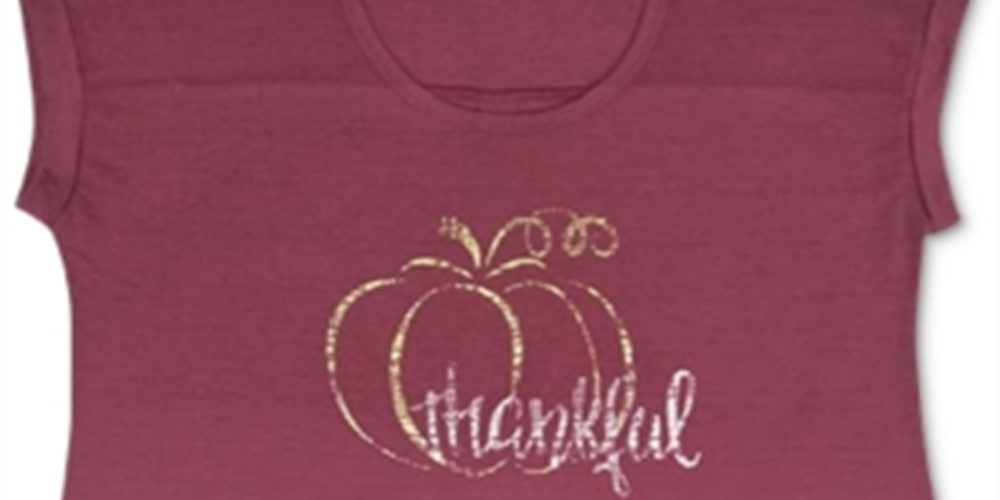 Camiseta feminina com estampa de agradecimento Style &amp; Co - vermelha, tamanho médio