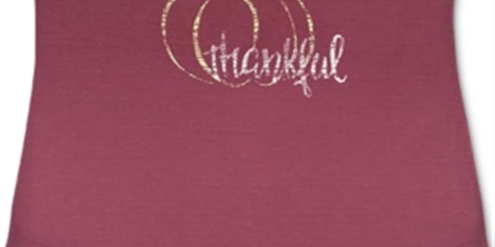 Camiseta feminina com estampa de agradecimento Style &amp; Co - vermelha, tamanho médio
