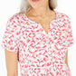 Karen Scott Top Henley Estampado Feminino Rosa Tamanho Médio