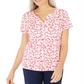 Karen Scott Top Henley Estampado Feminino Rosa Tamanho Médio