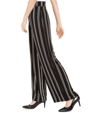 Calça feminina listrada Alfani preta tamanho pequeno GG