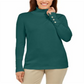 JM Collection Suéter Feminino Mangas Curtas Gola Alta Verde Tamanho P