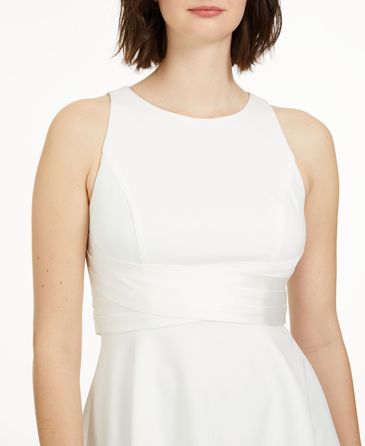 Adrianna Papell Top peplum feminino com amarração nas costas, branco, tamanho 18