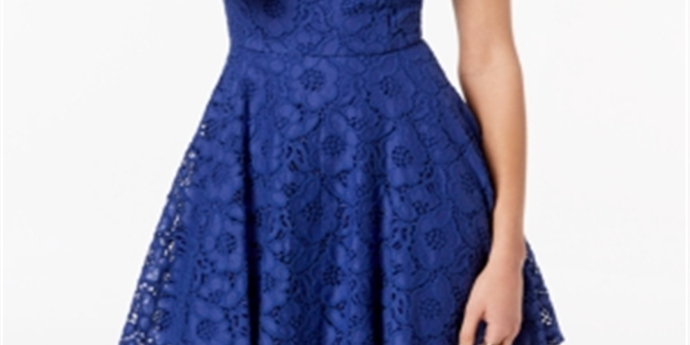 Vestido infantil City Studios com ajuste evasê evasê azul tamanho 7