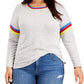 Blusa feminina plus size listrada estilo &amp; co, marrom, tamanho 3X