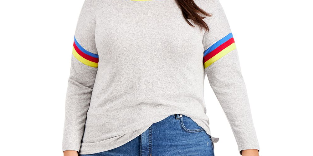 Blusa feminina plus size listrada estilo &amp; co, marrom, tamanho 3X