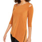 Blusa feminina Alfani com recorte assimétrico - marrom, tamanho pequeno G