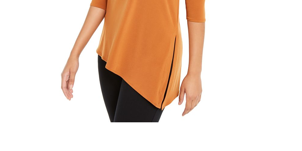 Blusa feminina Alfani com recorte assimétrico - marrom, tamanho pequeno G