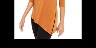 Blusa feminina Alfani com recorte assimétrico - marrom, tamanho pequeno G