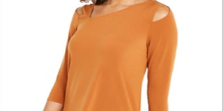 Blusa feminina Alfani com recorte assimétrico - marrom, tamanho pequeno G