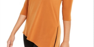 Blusa feminina Alfani com recorte assimétrico - marrom, tamanho pequeno G