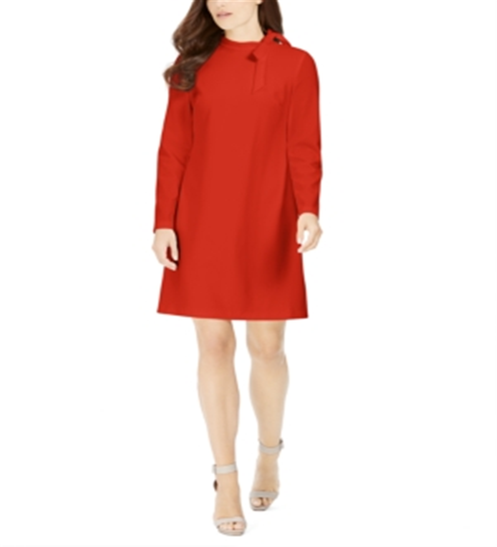 Vestido Calvin Klein Feminino Gola Mandarim Acima do Joelho Vermelho Tamanho 14