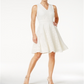 Vestido feminino Charter Club com ajuste evasê e renda, tamanho pequeno e médio, branco