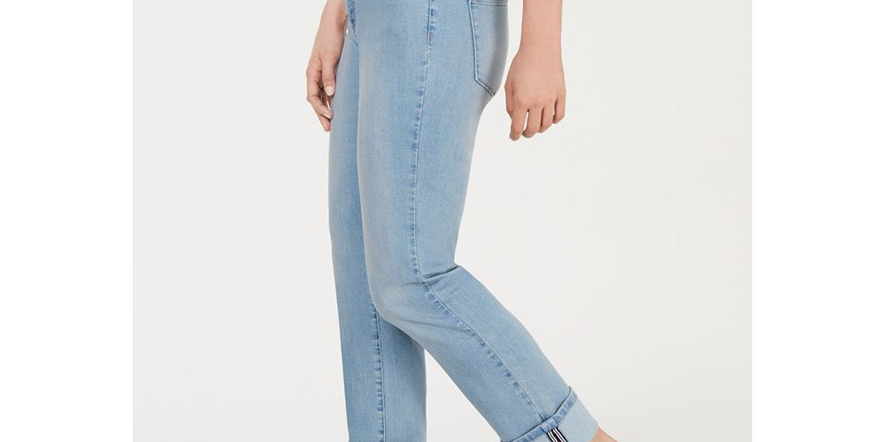 Calça jeans feminina Charter Club com controle de barriga e punho, azul, tamanho 6