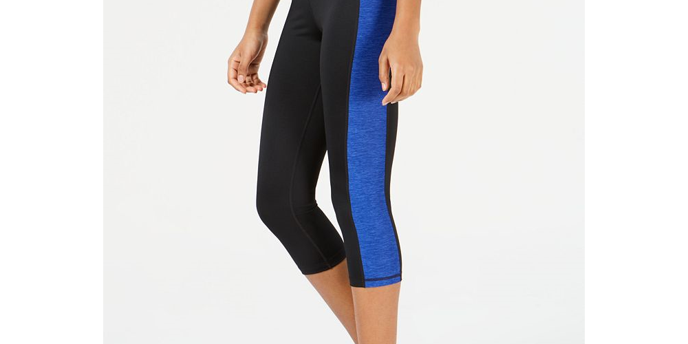 Leggings cropped femininas Ideology Colorblocked, pretas, tamanho 2XL