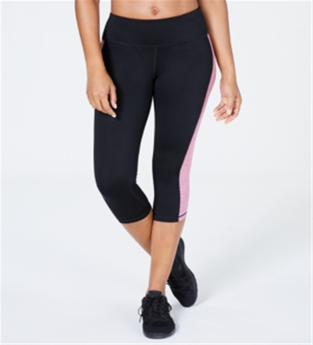 Leggings cropped femininas Ideology Colorblocked, pretas, tamanho 2XL