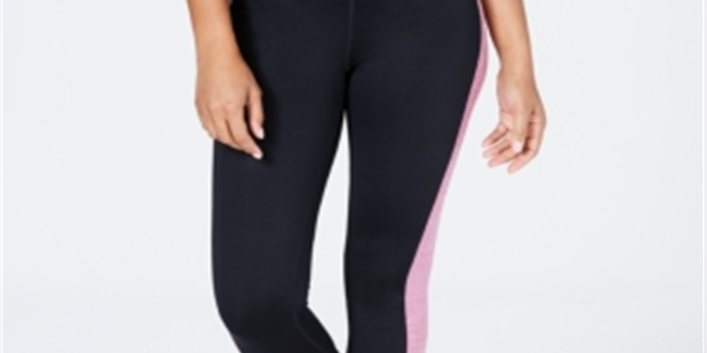 Leggings cropped femininas Ideology Colorblocked, pretas, tamanho 2XL