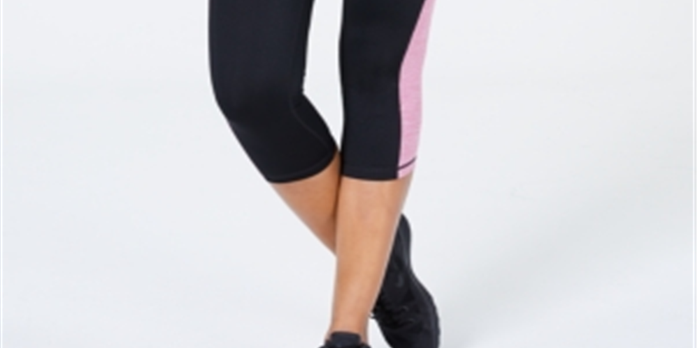 Leggings cropped femininas Ideology Colorblocked, pretas, tamanho 2XL