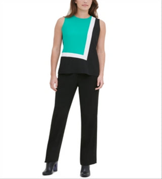 Blusa Calvin Klein Feminina Colorblock Sem Mangas com Decote em V Verde Tamanho X-G