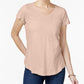 Camiseta feminina de algodão estilo &amp; co rosa tamanho GG
