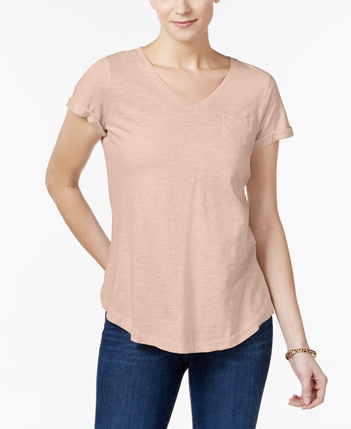 Camiseta feminina de algodão estilo &amp; co rosa tamanho GG