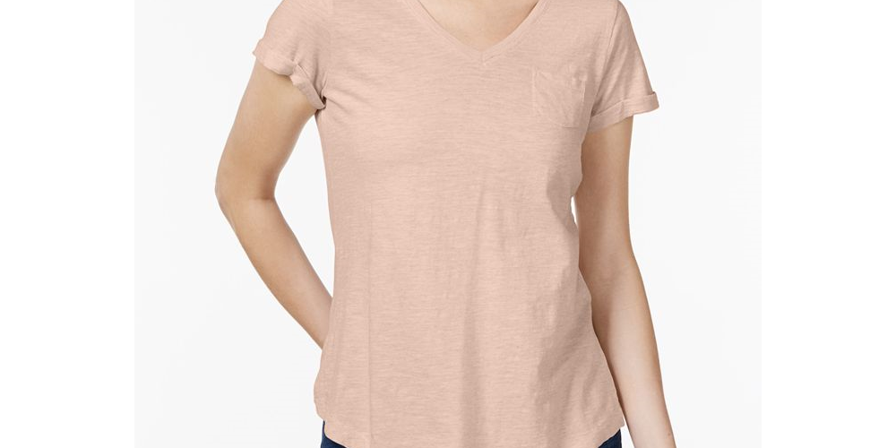 Camiseta feminina de algodão estilo &amp; co rosa tamanho GG