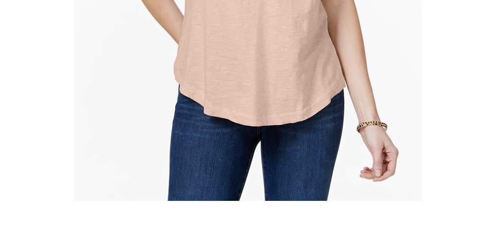 Camiseta feminina de algodão estilo &amp; co rosa tamanho GG