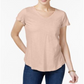 Camiseta feminina de algodão estilo &amp; co rosa tamanho GG