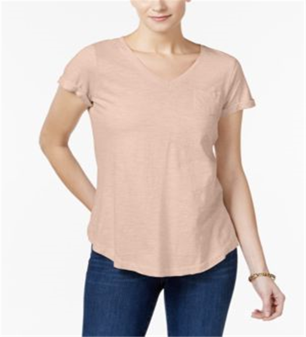 Camiseta feminina de algodão estilo &amp; co rosa tamanho GG