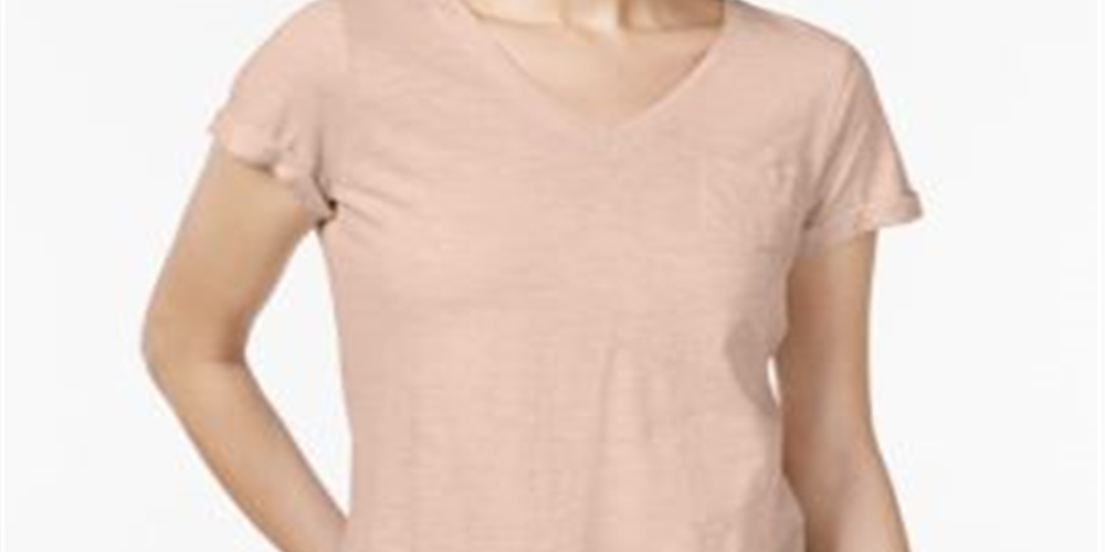 Camiseta feminina de algodão estilo &amp; co rosa tamanho GG