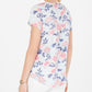 Blusa feminina de algodão com estampa floral estilo &amp; co, azul, tamanho grande