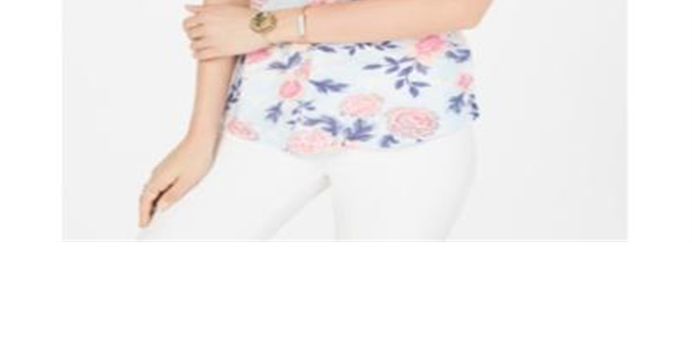 Blusa feminina de algodão com estampa floral estilo &amp; co, azul, tamanho grande