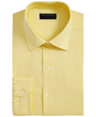 Alfani Men's Bedford Regular Fit Officewear Button Down Shirt Yellow Size XL