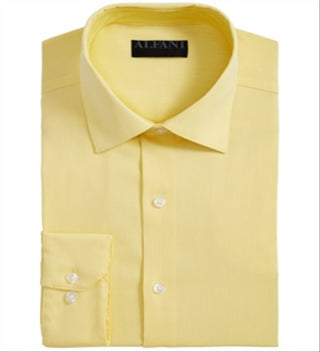 Alfani Men's Bedford Regular Fit Officewear Button Down Shirt Yellow Size XL