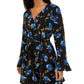 Vestido com estampa floral As U Wish Junior's Surplice - Preto, tamanho médio