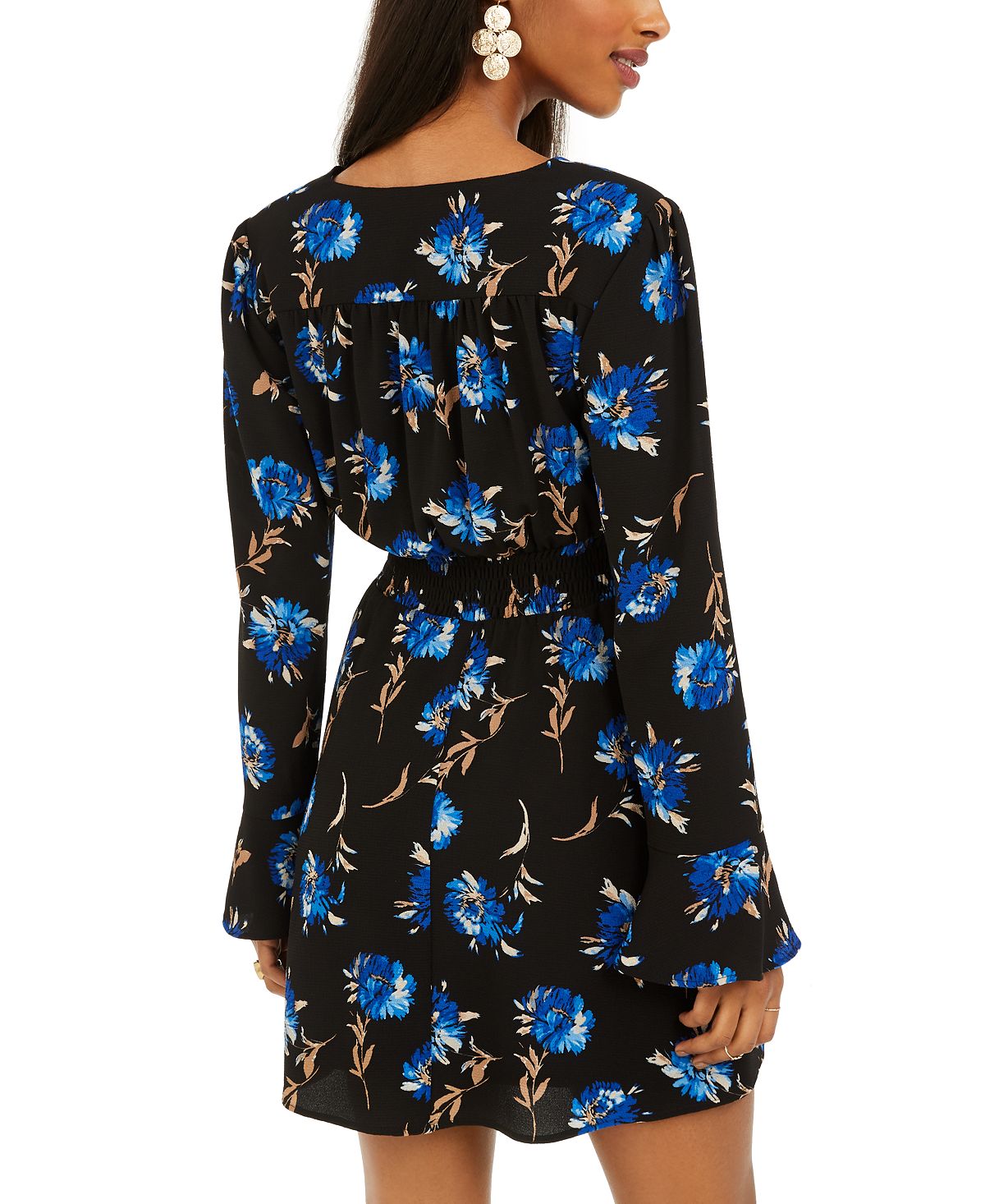 Vestido com estampa floral As U Wish Junior's Surplice - Preto, tamanho médio