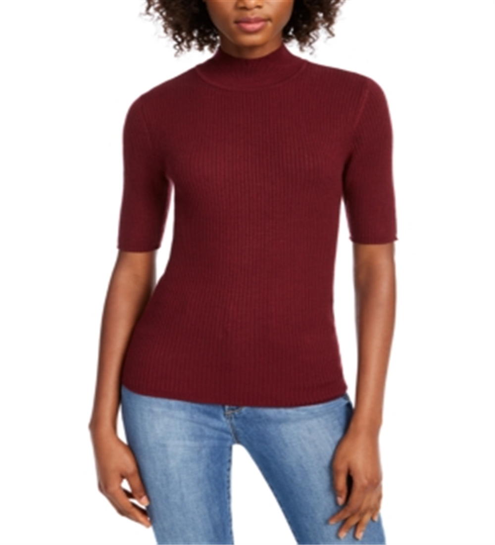 Blusa feminina com decote careca canelado Maison Jules, vermelha, tamanho G