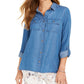 Camisa utilitária jeans feminina Charter Club, azul, tamanho médio
