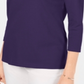 Karen Scott Blusa feminina de algodão com decote em V e acabamento em botões, roxa, tamanho M