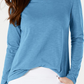 Blusa de manga comprida com gola redonda Style &amp; Co - Azul trufado rico, tamanho 2XL